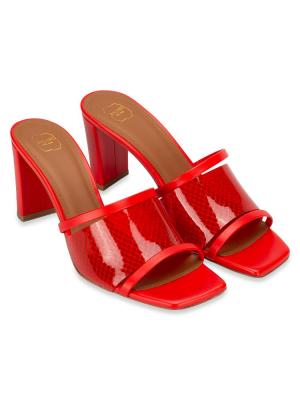 Nappa PVC Demi 70 Slide Sandals Red Sz 38