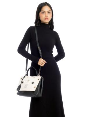 Calfskin Mechanical Flowers Lockme II Black White