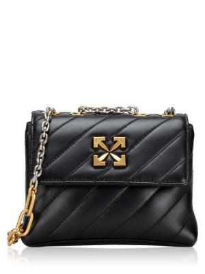 Calfskin Diagonal Quilted Jackhammer 19 Shoulder Bag Black