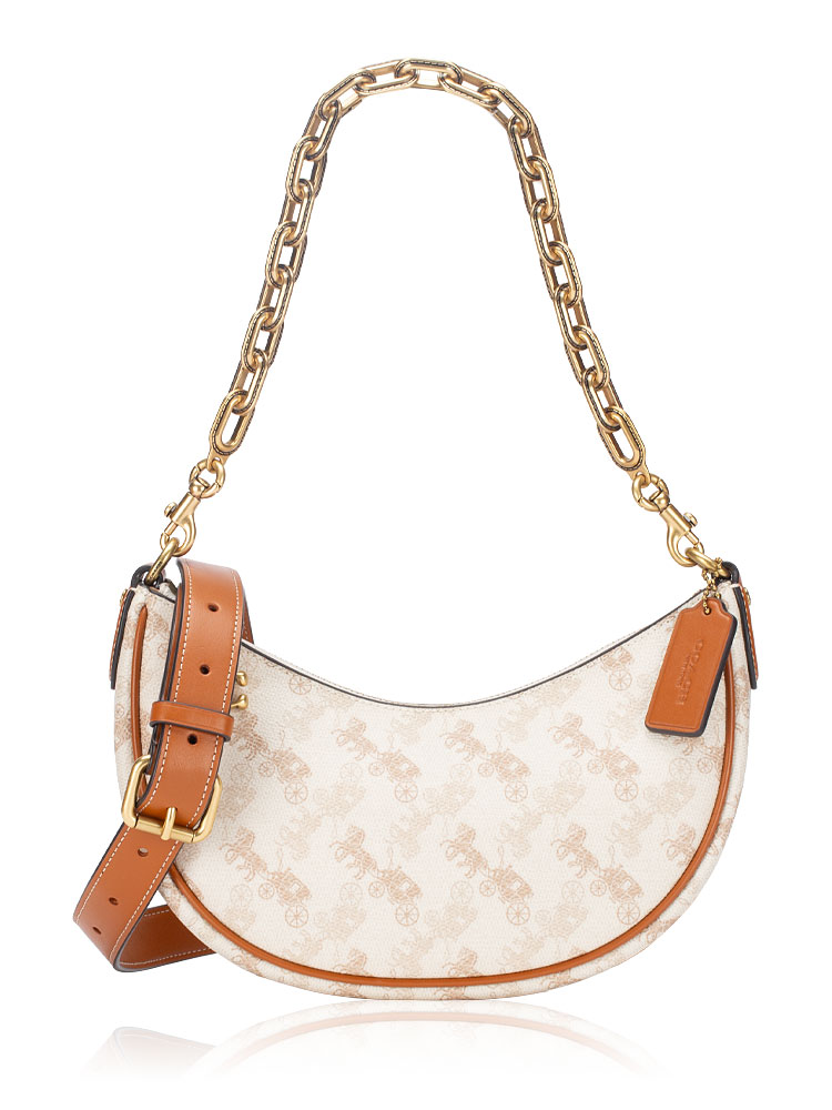 CM584 Mira With Horse And Carriage Print Shoulder Bag Chalk Burnished Amber