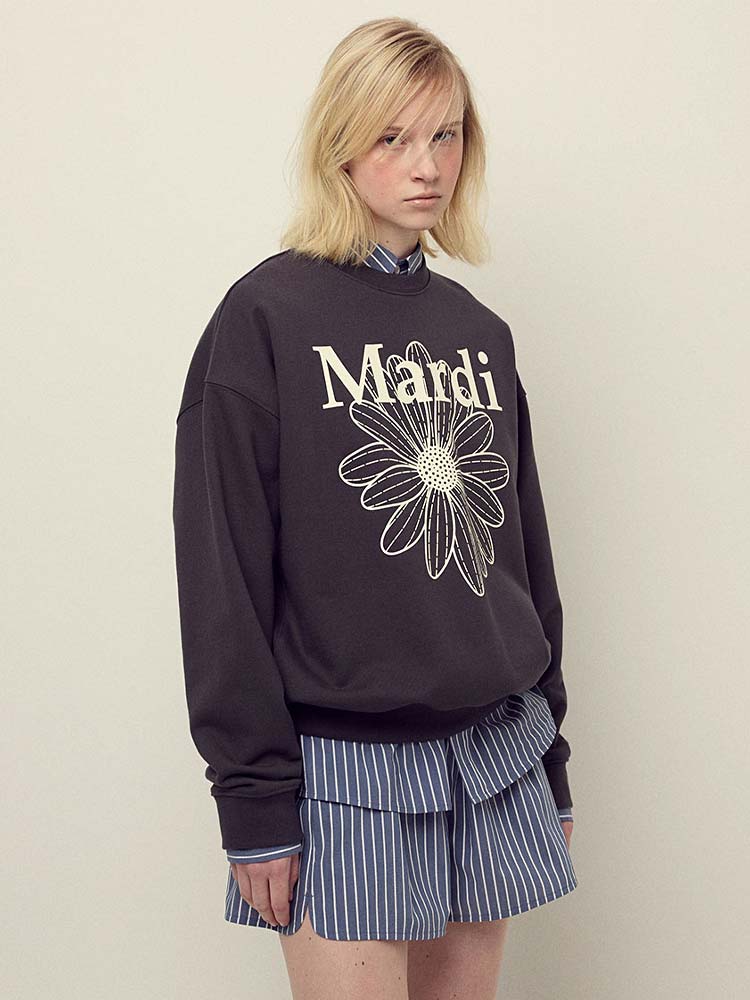 Flowermardi Sweatershirt Charcoal Ivory