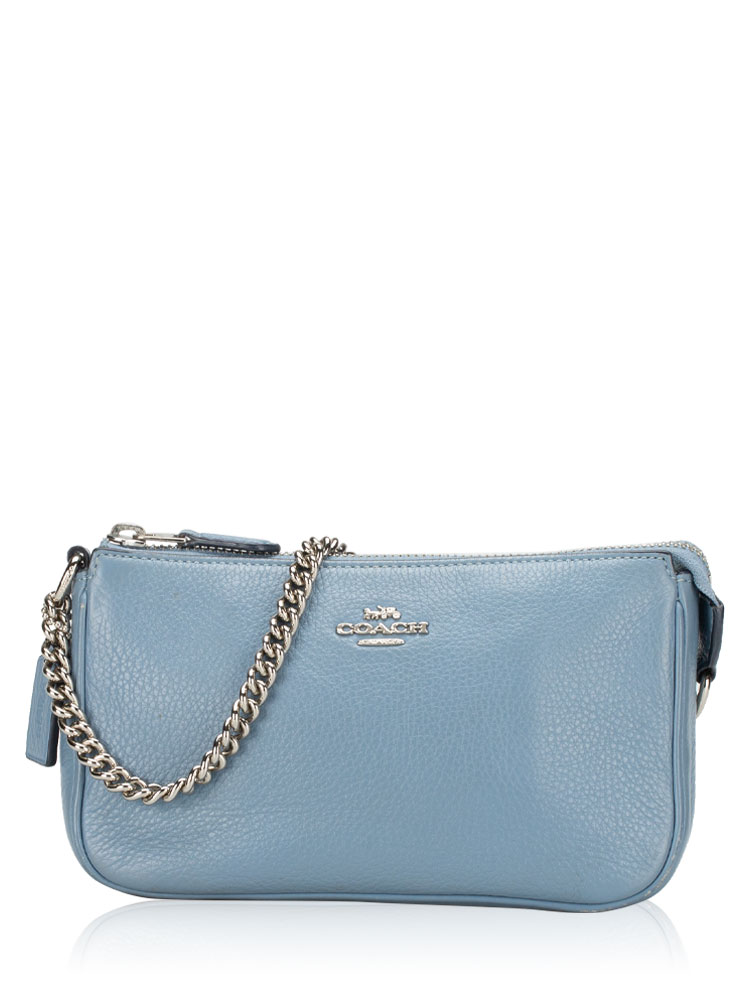 F53340 Pebble Leather Large Wristlet Cornflower