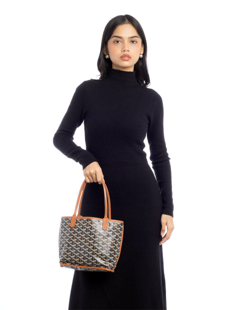 Goyardine Reversible Mini Anjou Black Gold