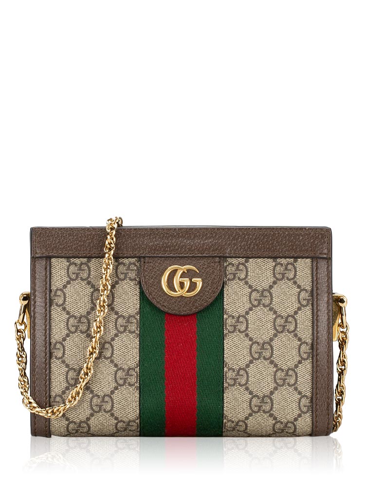 GG Supreme Web Ophidia Mini Chain Shoulder Bag Beige Ebony