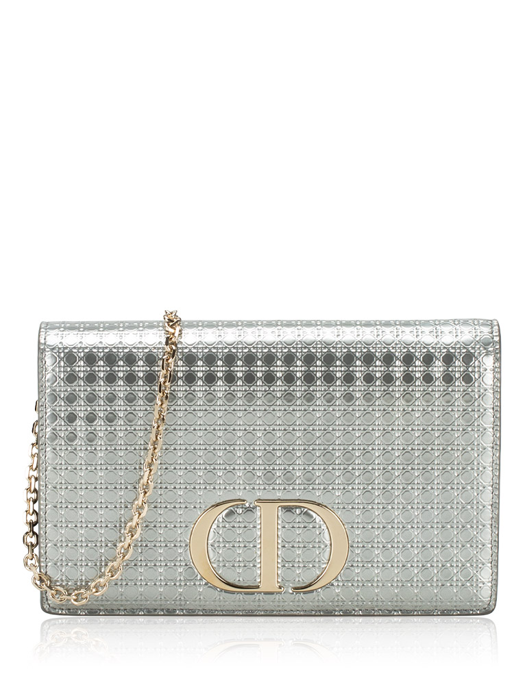 Dior Micro-Cannage 30 Montaigne Chain Pouchette Silver