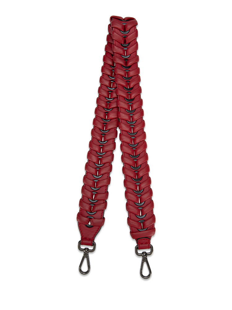 Nappa Shiny Whipstitch Strap You Shoulder Red