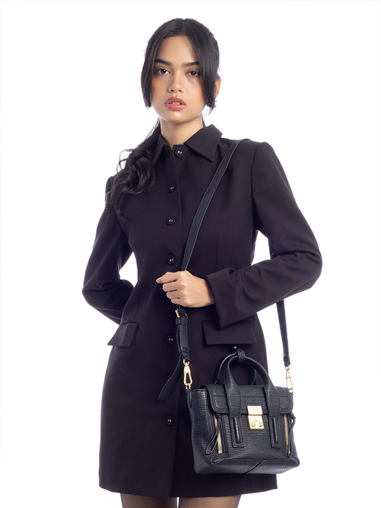 3.1 Textured Calfskin Mini Pashli Black