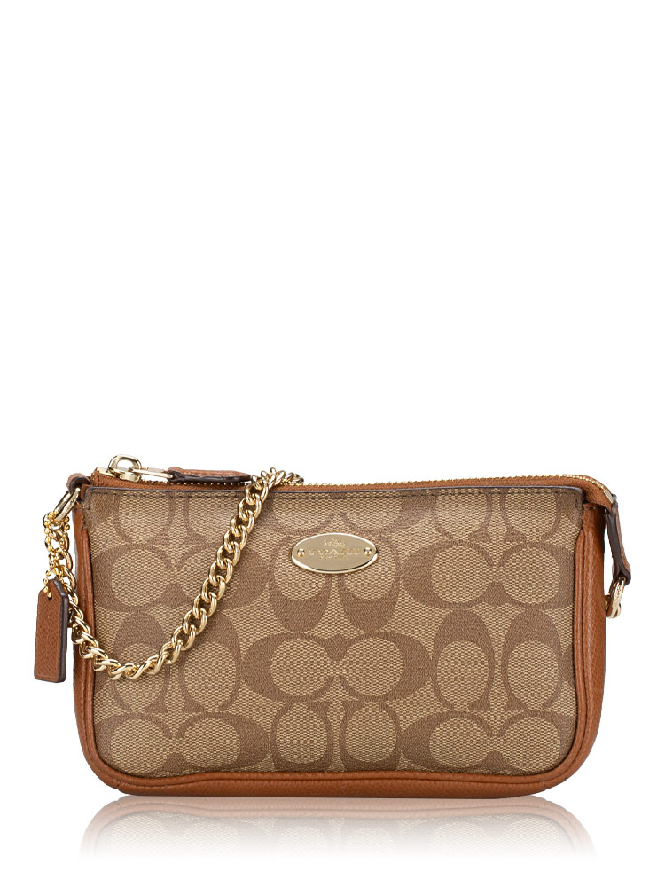 F64234 Signature 19 Large Wristlet Khaki Saddle