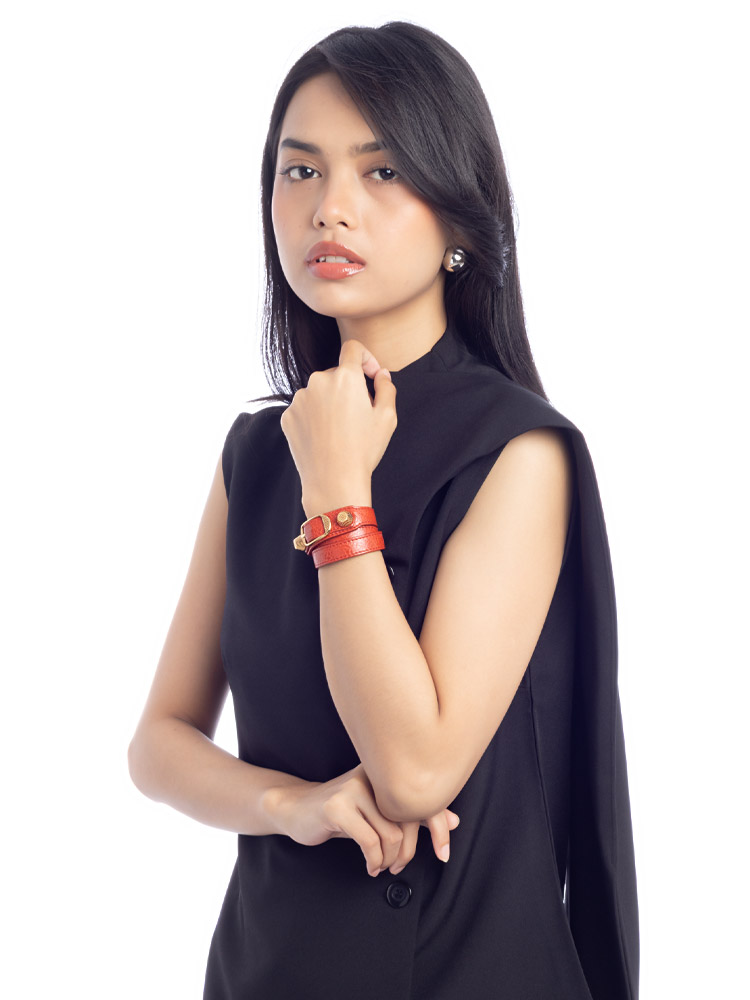 Giant Gold Triple Tour Bracelet Rouge Ambre Size S