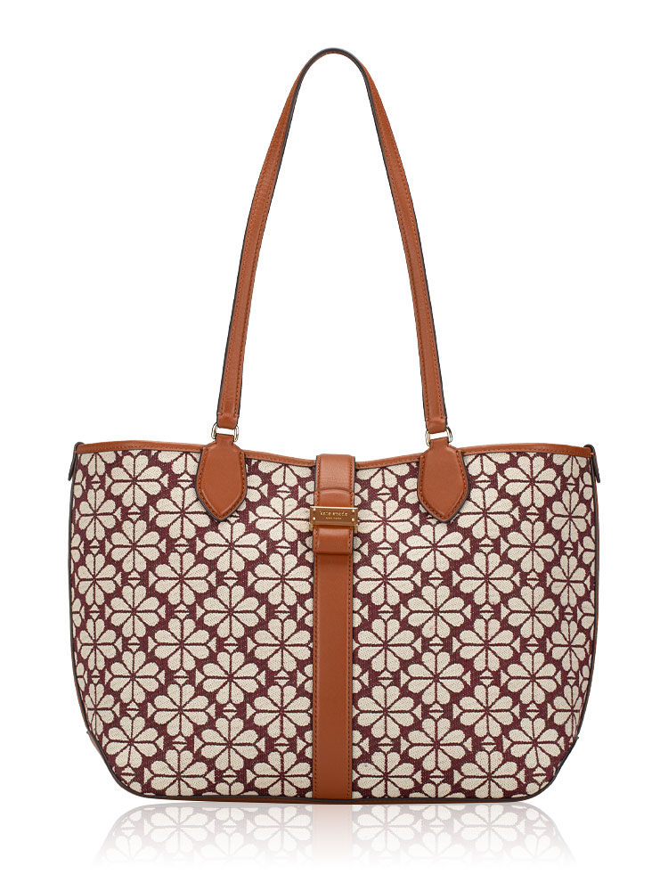 Flower Spade Jacquard Medium Tote Burgundy Multi
