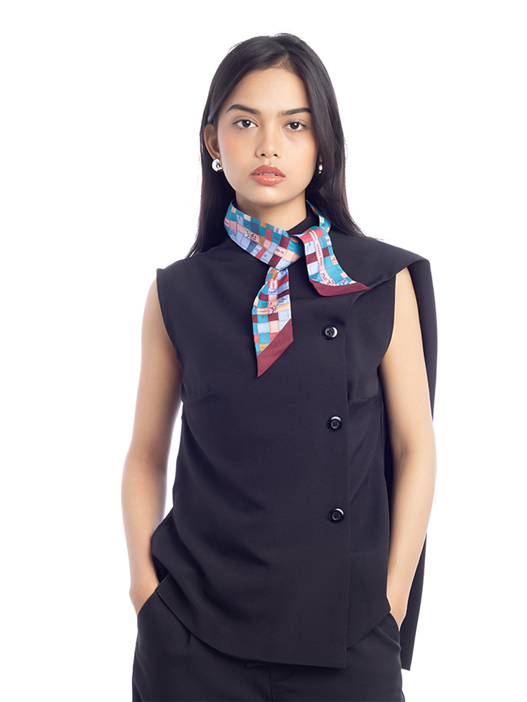 Bolduc Au Carre Silk Twilly Ciel Cobalt Bordeaux