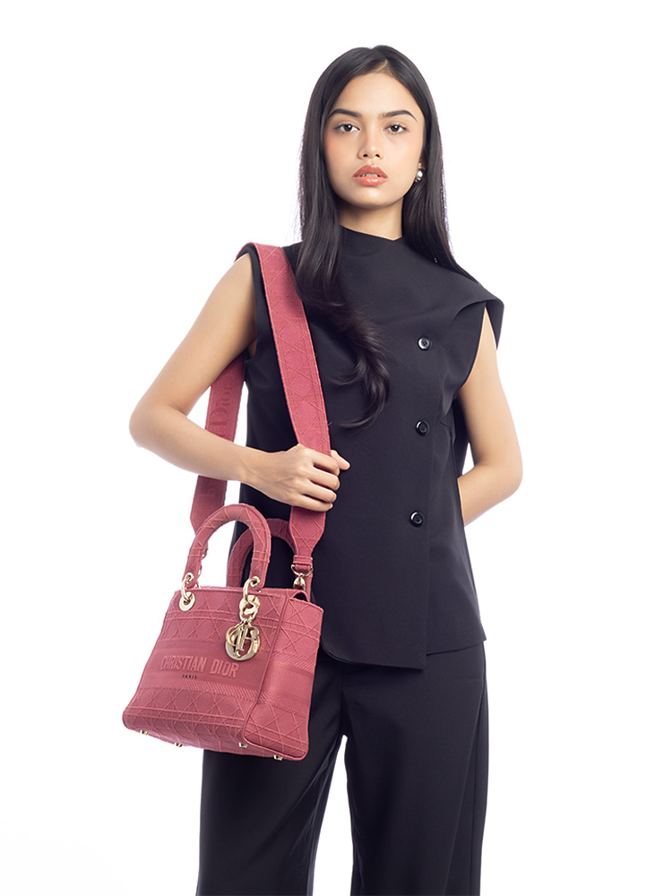 Toile Embroidered Medium Lady D-Lite Mallow Rose