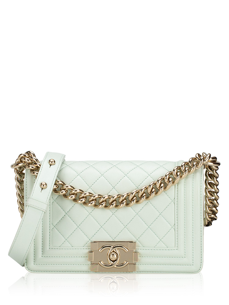 Lambskin Boy Small Flap Bag Light Green