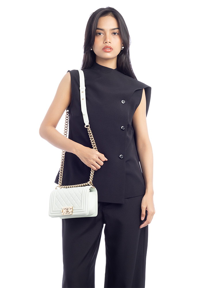 Lambskin Boy Small Flap Bag Light Green