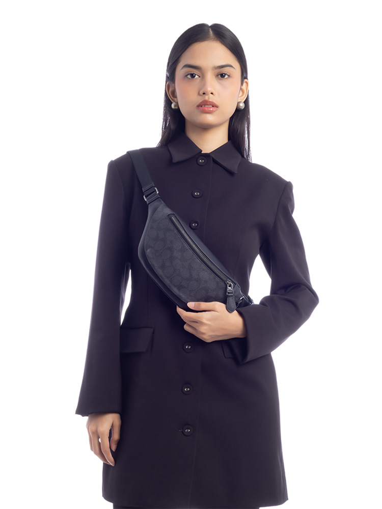 CW369 Signature Warren Mini Belt Bag Charcoal Black