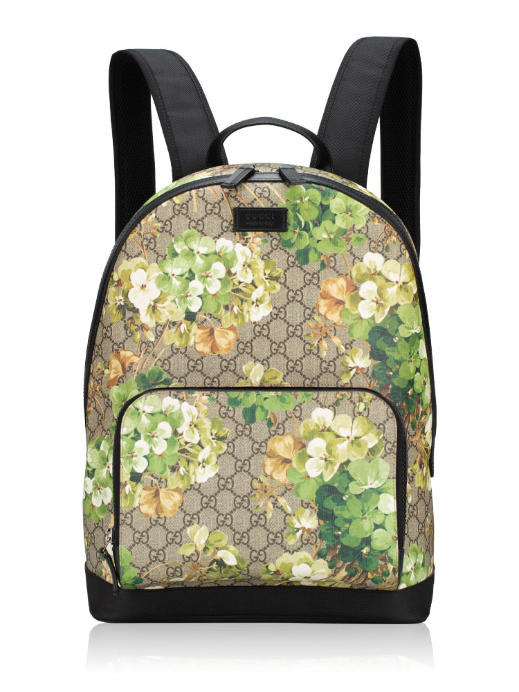 GG Supreme Blooms Day Medium Backpack Beige Green