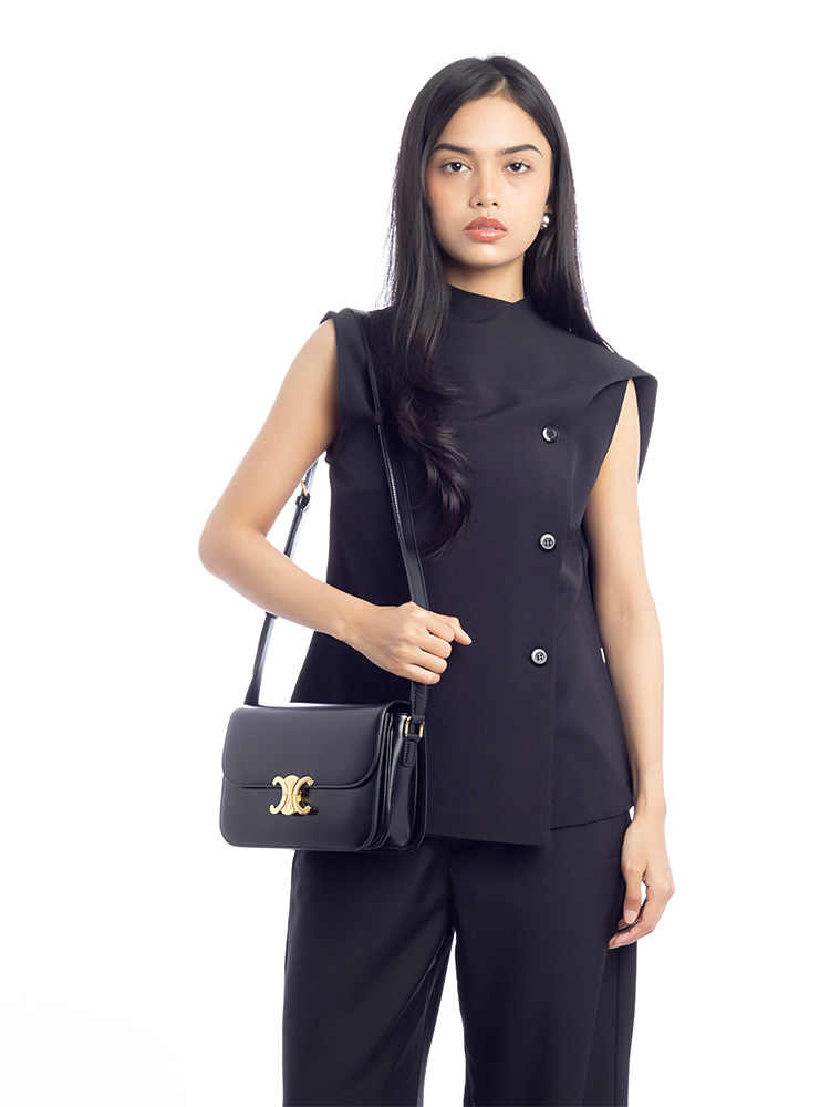 Shiny Calfskin Classique Triomphe Bag Black