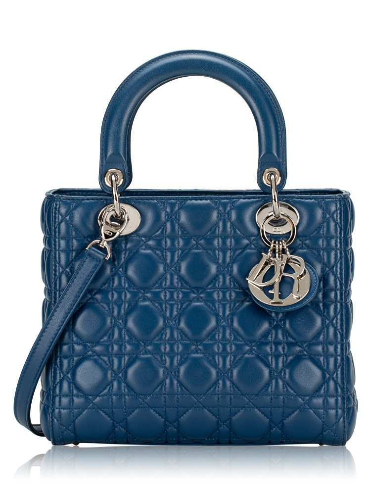 Lambskin Cannage Medium Lady Dior Royal Blue