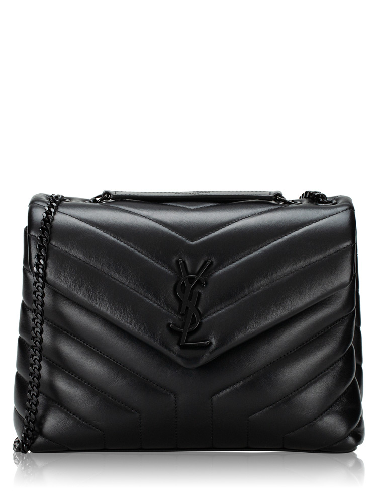 Calfskin Y Monogram Loulou Small Shoulder Bag Black