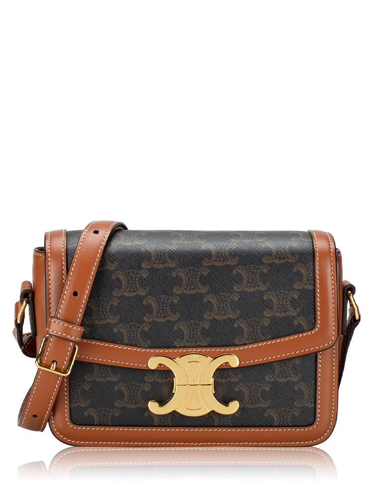 Triomphe Canvas Teen Shoulder Bag Tan