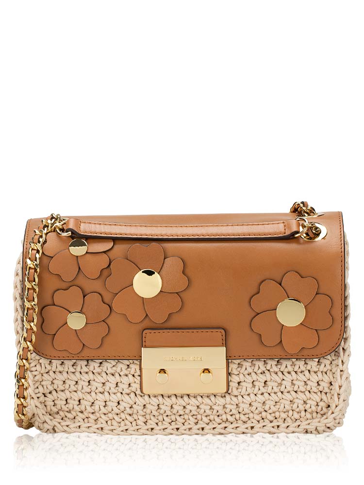 Floral Applique Sloan Large Shoulder Bag Natural Acorn