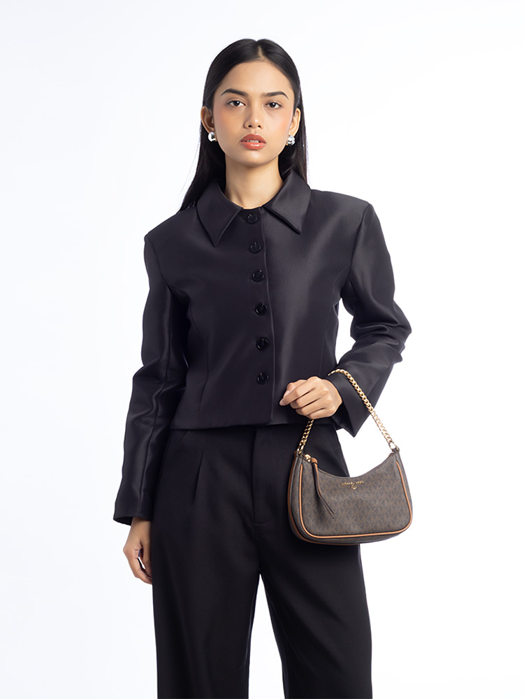 Floral Applique Sloan Large Shoulder Bag Natural Acorn