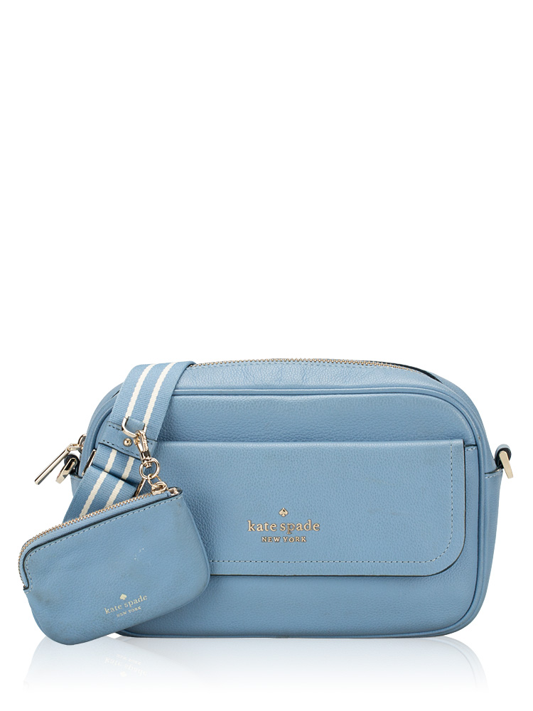 Rosie Leather Camera Bag Dusty Blue