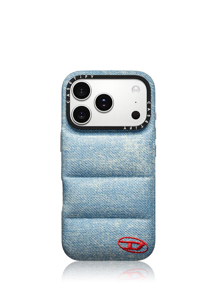 x Diesel Denim Puffer Phone Case iPhone 17 Pro Light Blue