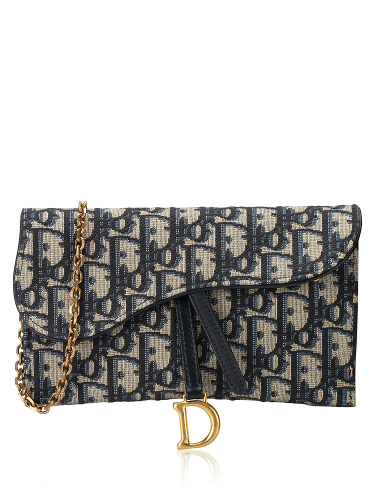 Oblique Saddle Chain Wallet Blue