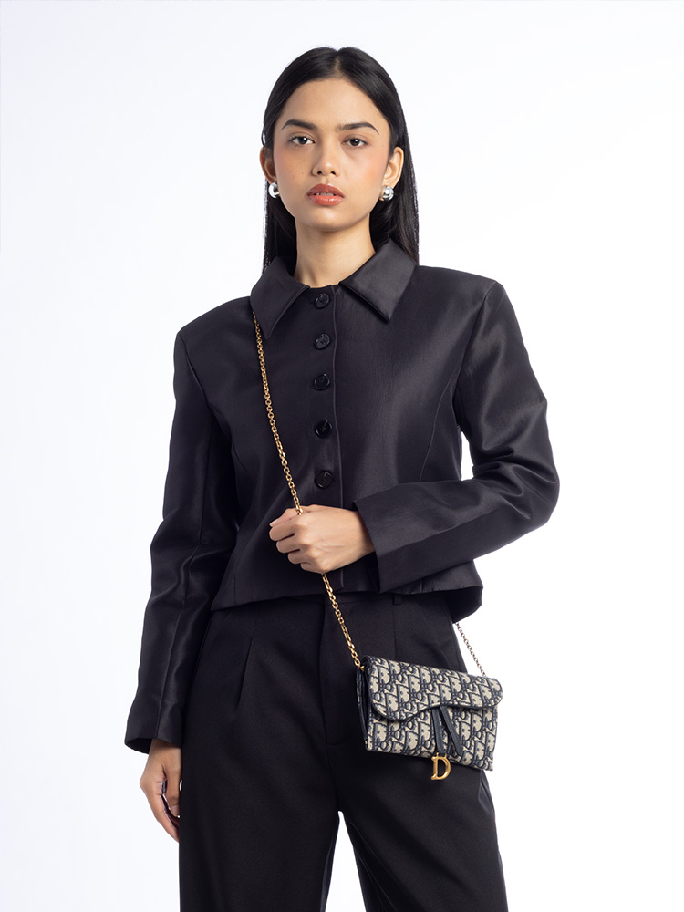 Oblique Saddle Chain Wallet Blue