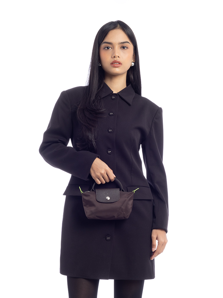 Le Pliage Green Pouch With Handle Mocha