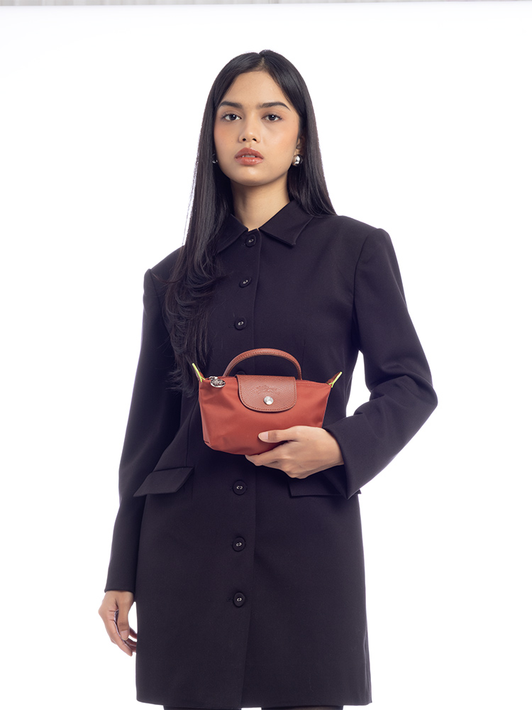 Le Pliage Green Pouch With Handle Chestnut