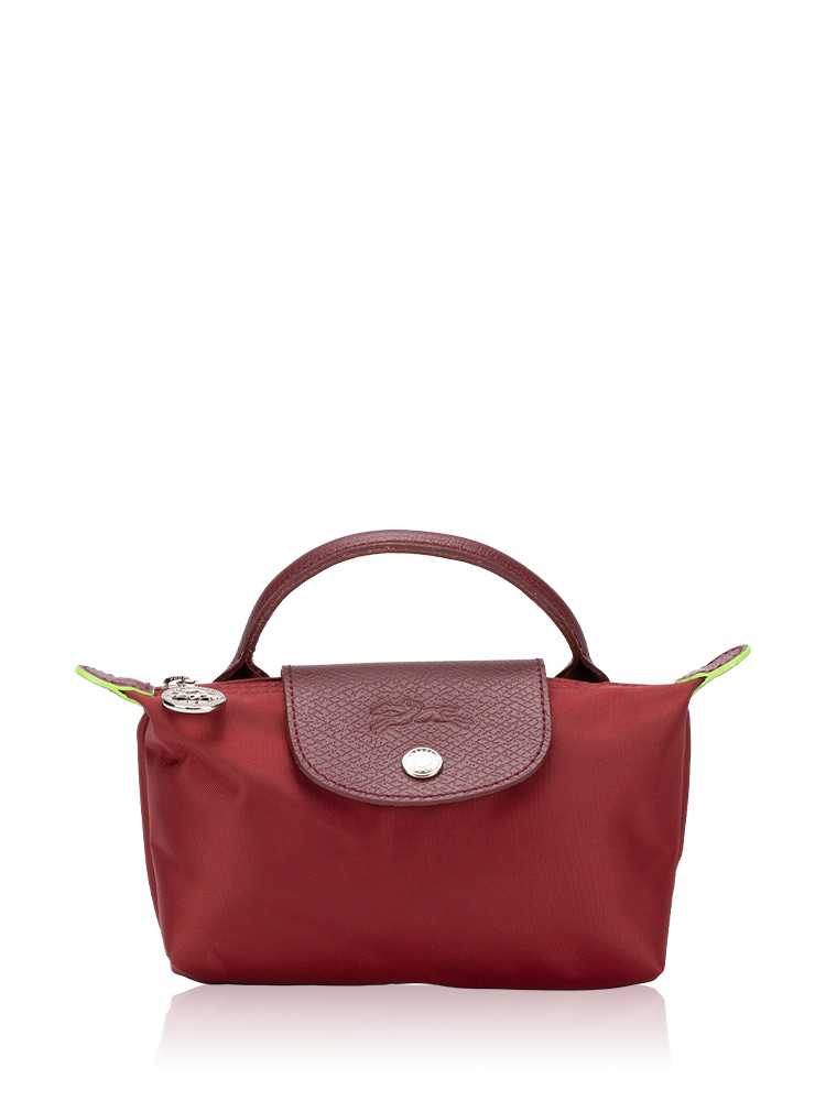 Le Pliage Green Pouch With Handle Pomegranate