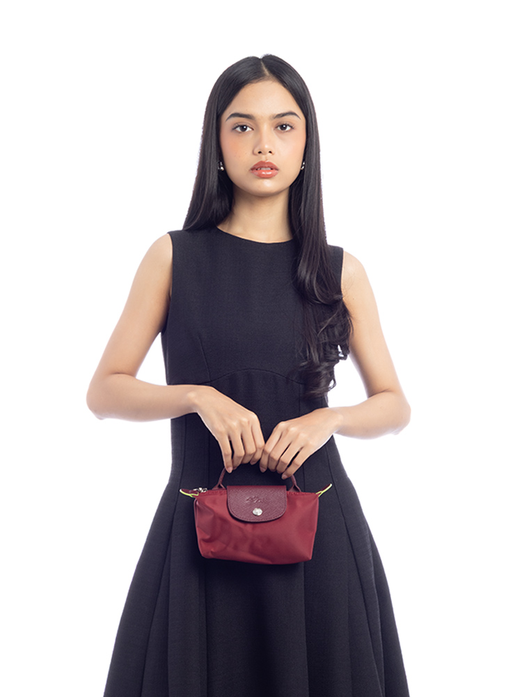 Le Pliage Green Pouch With Handle Pomegranate