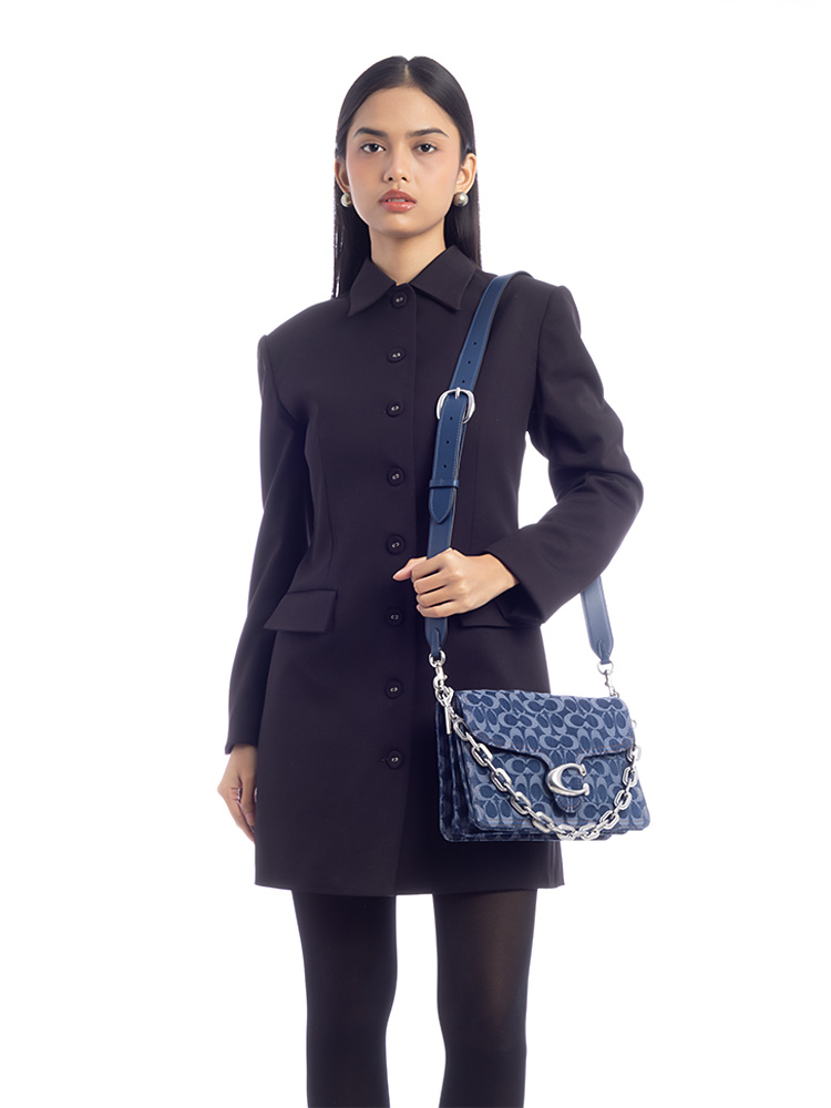 CAN15 Signature Tabby Chain Shoulder Bag Deep Blue Multi