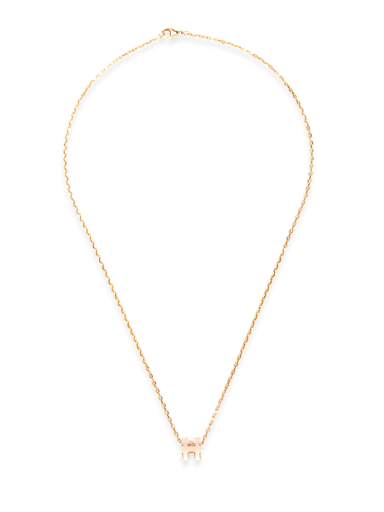 Lacquered Rose Gold Pop H Mini Pendant Necklace Rose Dragee