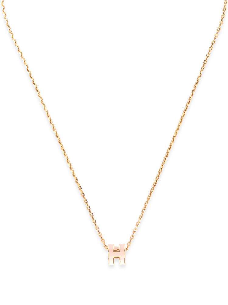 Lacquered Rose Gold Pop H Mini Pendant Necklace Rose Dragee