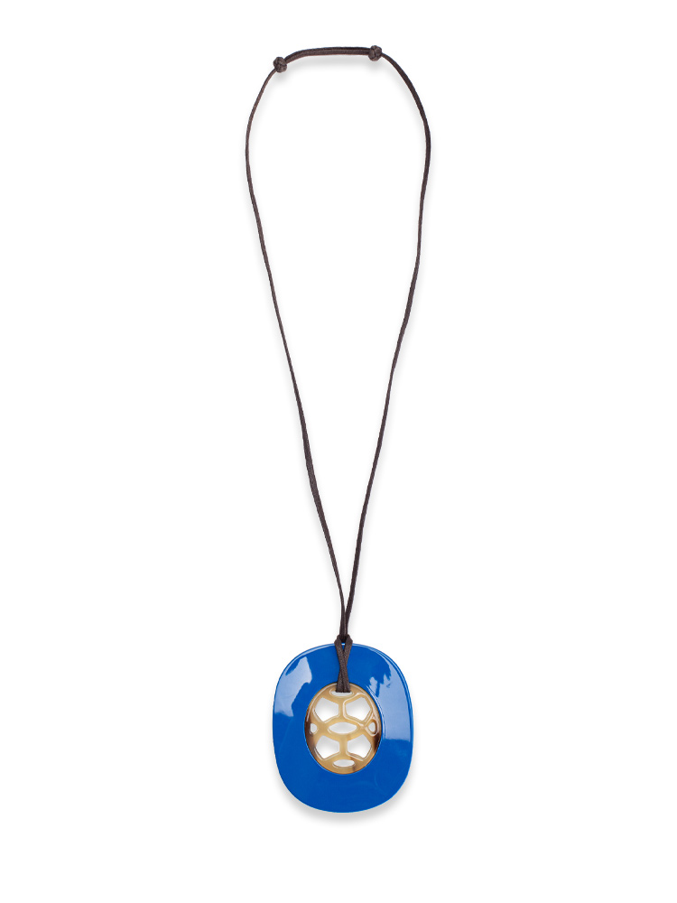 Buffalo Horn Lacquer Lift Necklace Blue
