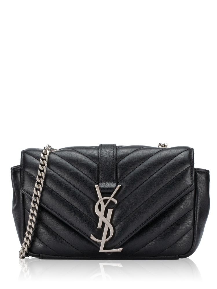 Sheepskin Matelasse Monogram Baby Chain Shoulder Bag Black