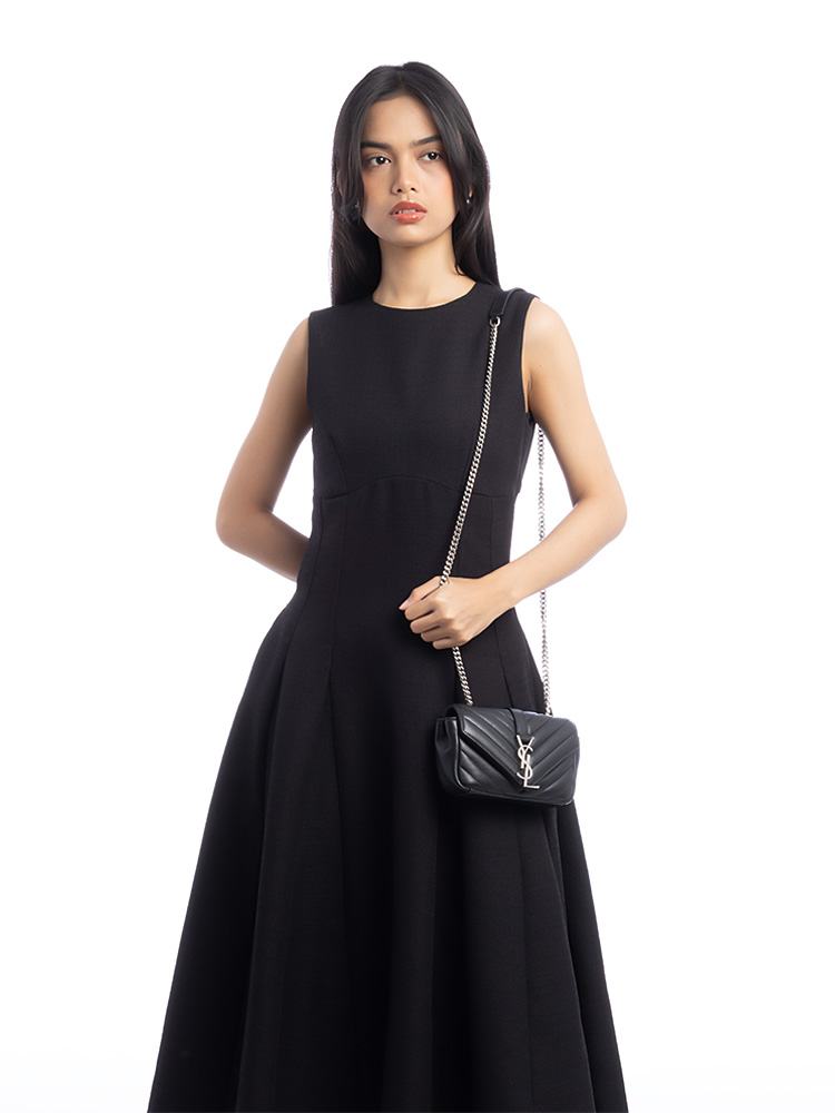 Sheepskin Matelasse Monogram Baby Chain Shoulder Bag Black