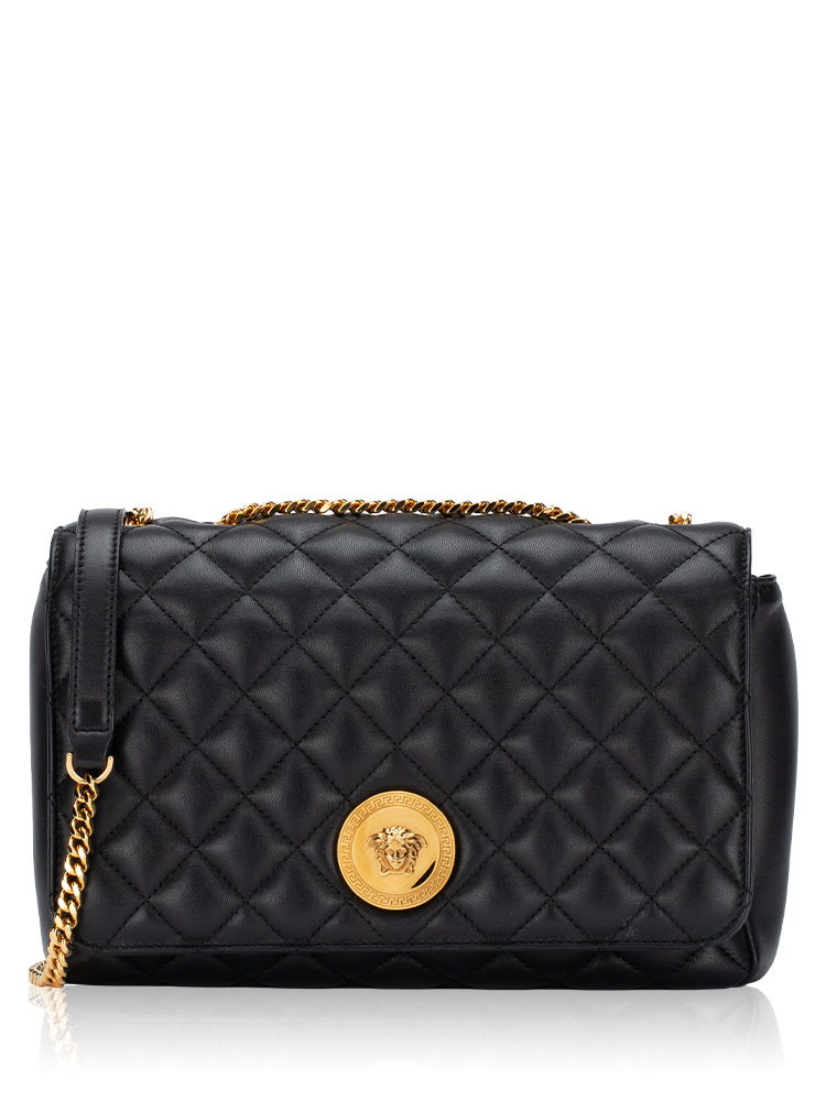 Nappa Quilted La Medusa Chain Crossbody Black