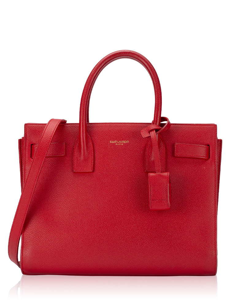 Grained Calfskin Baby Sac De Jour Red