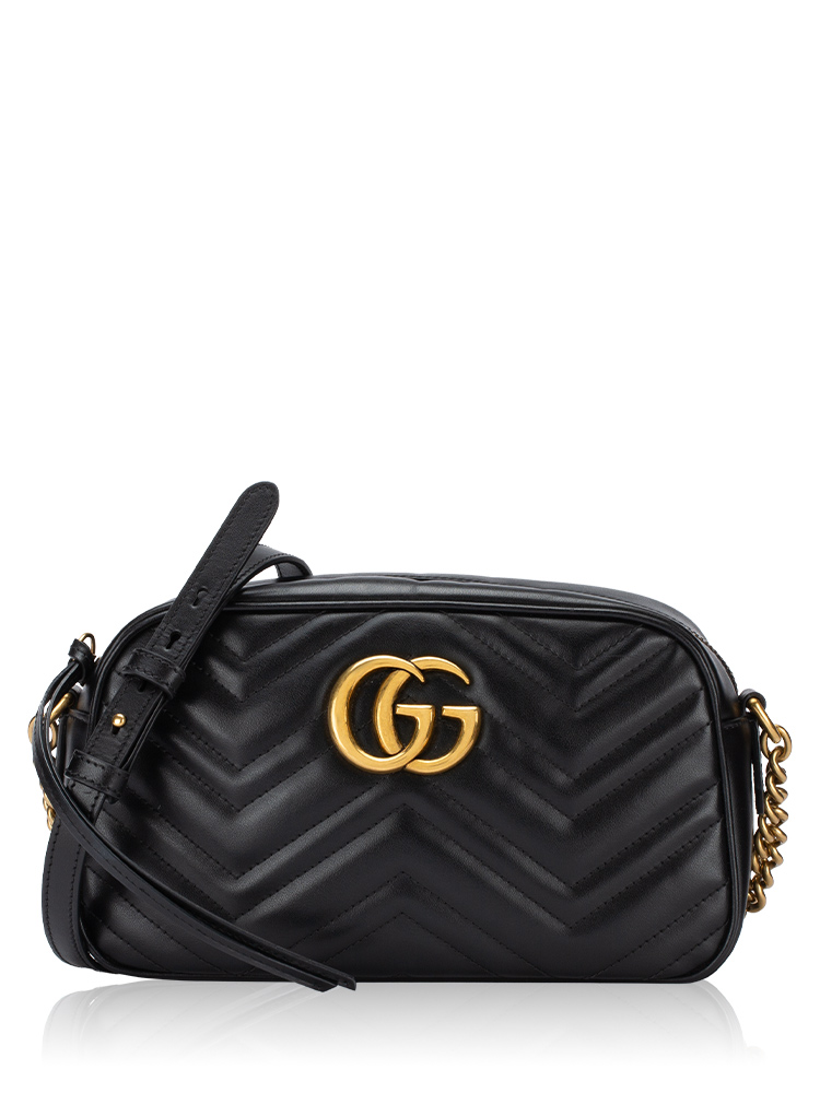 Calfskin Matelasse GG Marmont Small Camera Bag Black