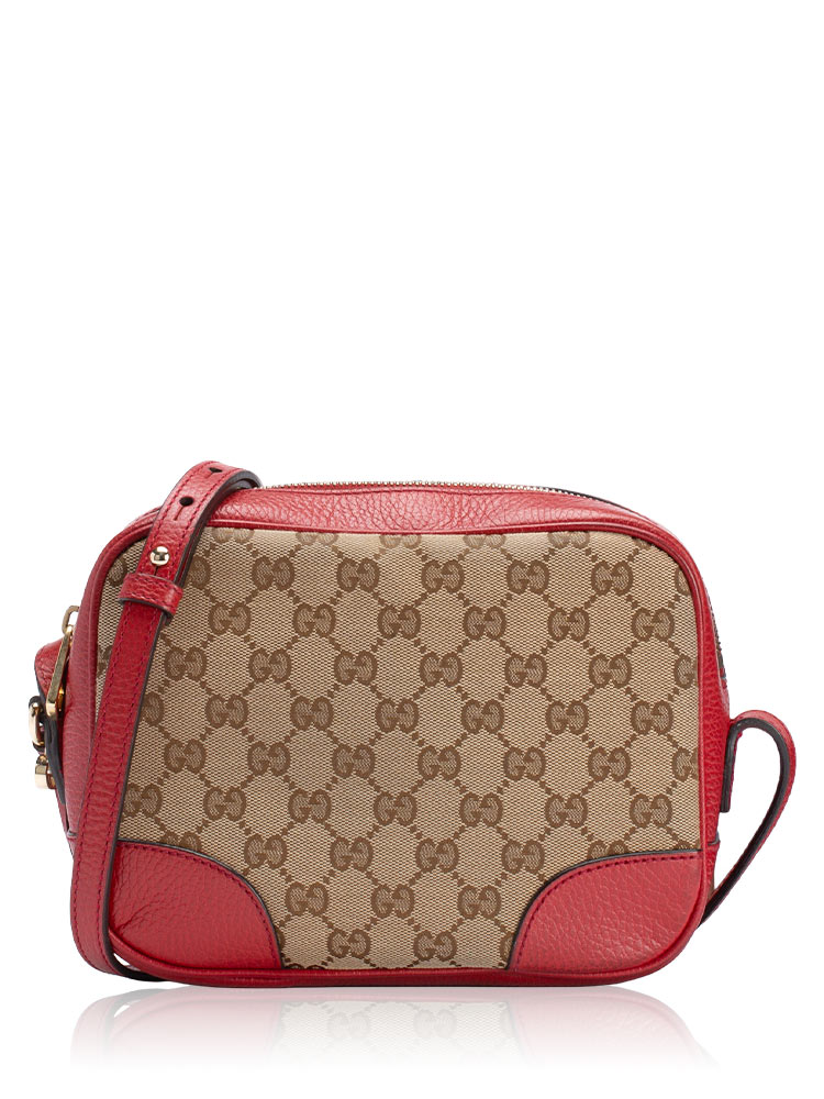 GG Bree Mini Messenger Beige Hibiscus Red