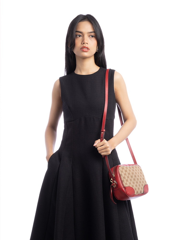 GG Bree Mini Messenger Beige Hibiscus Red