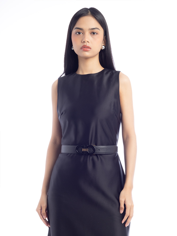 Calfskin Gancini Reversible Belt Black