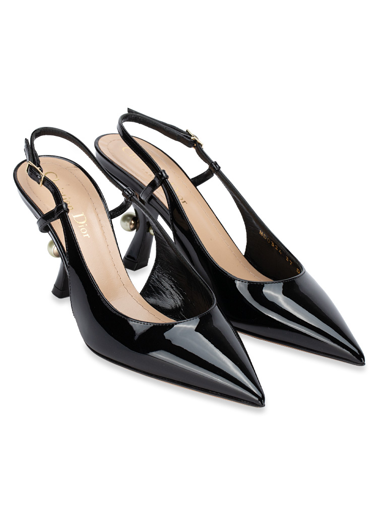 Patent Tribales Slingback 80mm Pumps Black Sz 37