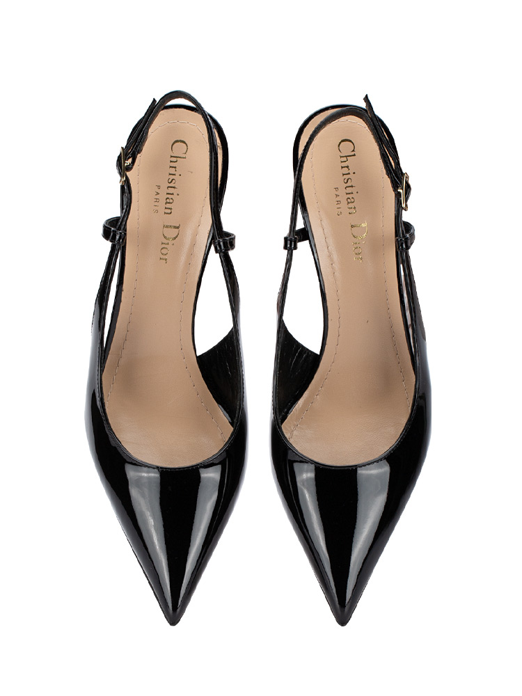 Patent Tribales Slingback 80mm Pumps Black Sz 37