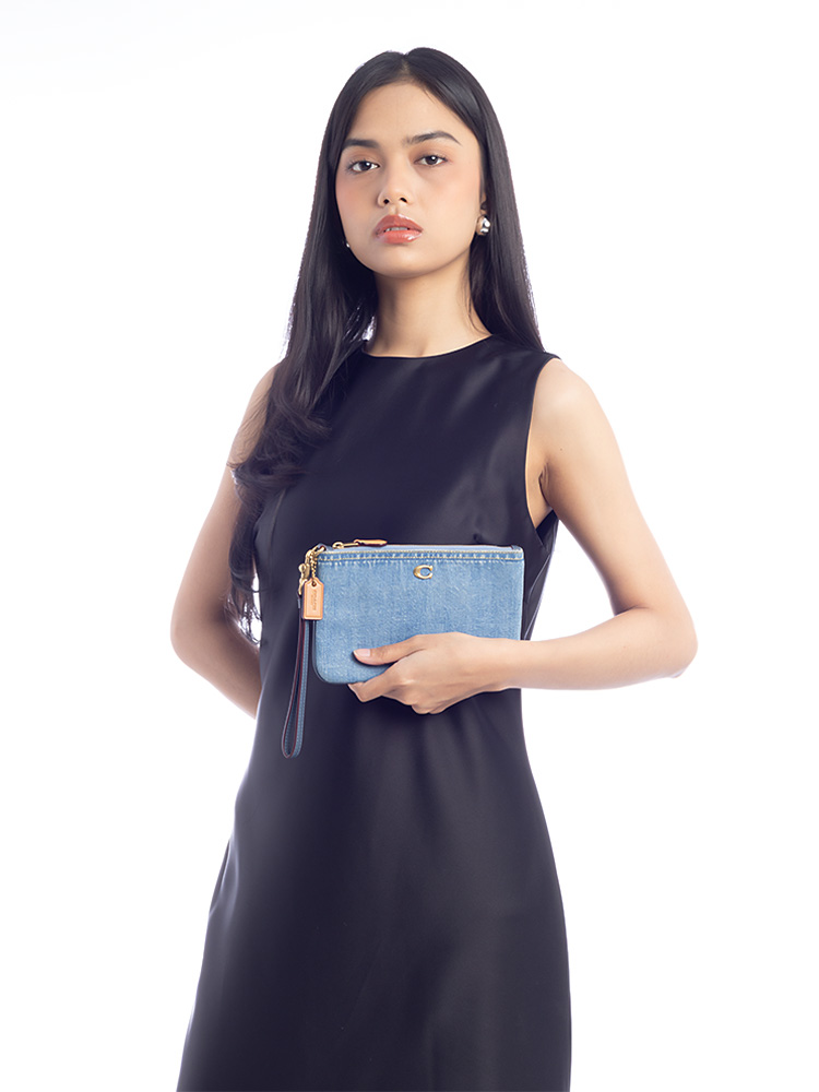 CS035 Denim Small Wristlet Indigo