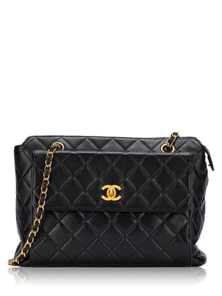 Vintage Caviar CC Pocket Tote Black